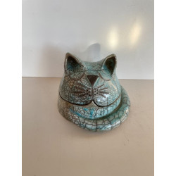 Blue Raku ceramic cat