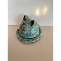 Blue Raku ceramic cat