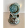 Chat céramique raku bleu