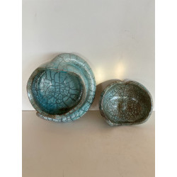 Chat céramique raku bleu