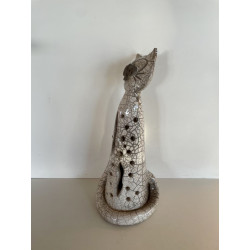 Grand Chat Photophore "Simba" Céramique Raku