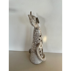 Grand Chat Photophore "Simba" Céramique Raku