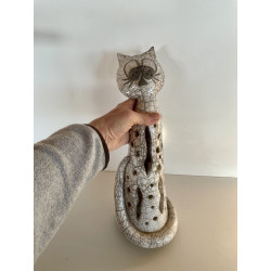 Grand Chat Photophore "Simba" Céramique Raku