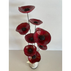 Contemporary Vase with its Raku Ceramic Flowers