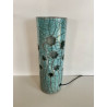 Pièce unique pour cette lampe d'ambiance en céramique Raku Bleue