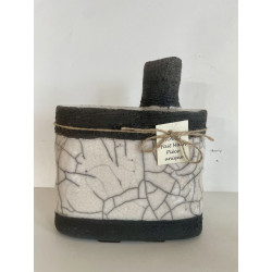 Vase "Bouteille" et ses fleurs Céramique Raku