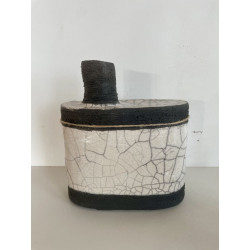 Vase "Bouteille" et ses fleurs Céramique Raku