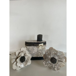 Vase "Bouteille" et ses fleurs Céramique Raku