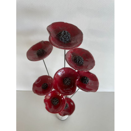 Contemporary Vase with its Raku Ceramic Flowers