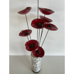 Contemporary Vase with its Raku Ceramic Flowers
