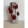 "Poppies" Raku ceramic vase