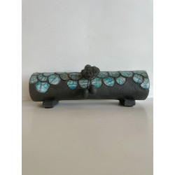 Boîte "Croco" Céramique Raku Turquoise
