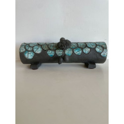 Boîte "Croco" Céramique Raku Turquoise