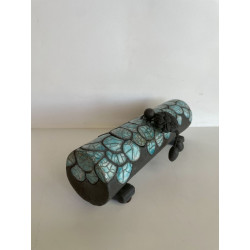 Boîte "Croco" Céramique Raku Turquoise