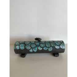 Boîte "Croco" Céramique Raku Turquoise