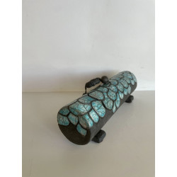 Boîte "Croco" Céramique Raku Turquoise