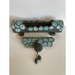 Boîte "Croco" Céramique Raku Turquoise
