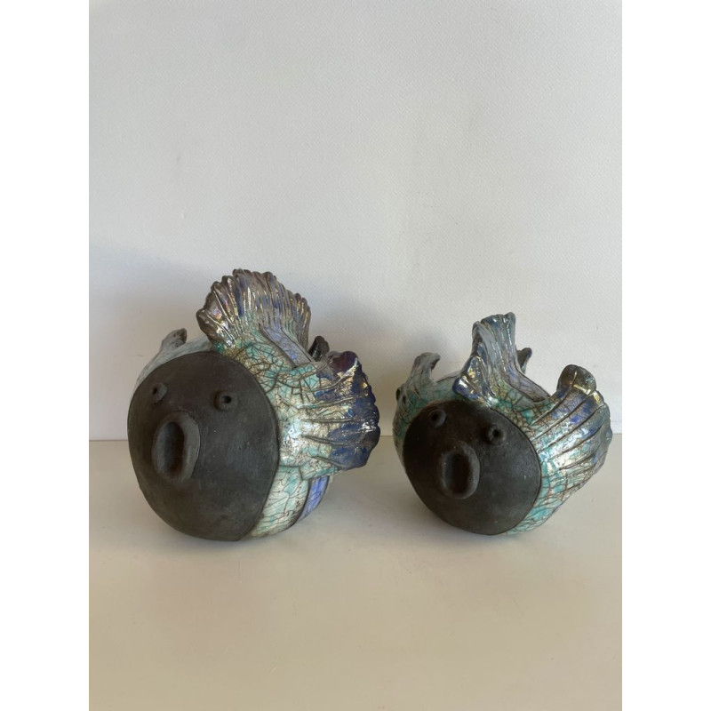 Duo de Poissons en Céramique Raku