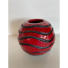 Vase original Boule rouge brillante et spirale en céramique Raku