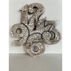 Magnifique pendule murale en céramique raku blanc brillant