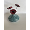 Offrez un vase Raku Zen avec ses 3 petits coquelicots