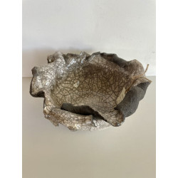 Large contemporary raw bowl in Raku ceramic