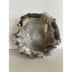 Grande coupe contemporaine brute en céramique Raku