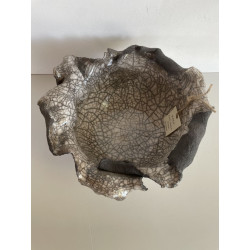 Grande coupe contemporaine brute en céramique Raku