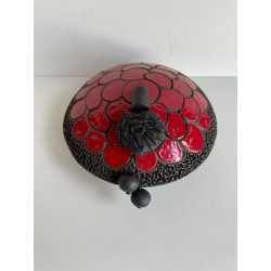 Boîte Ronde Rouge Brillant en céramique Raku