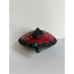 Boîte Ronde Rouge Brillant en céramique Raku