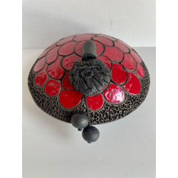 Boîte Ronde Rouge Brillant en céramique Raku