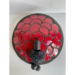 Boîte Ronde Rouge Brillant en céramique Raku