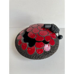 Boîte Ronde Rouge Brillant en céramique Raku