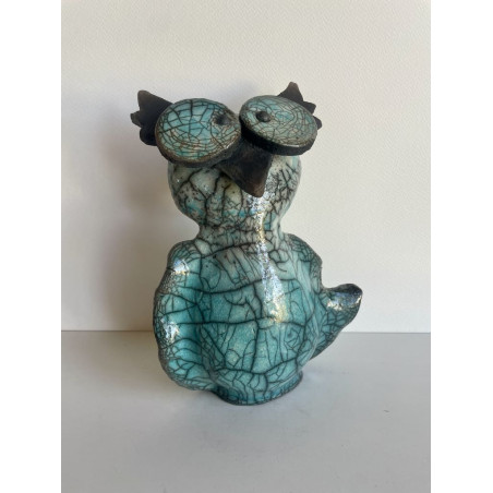 Turquoise Owl Raku Ceramic