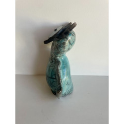 Turquoise Owl Raku Ceramic