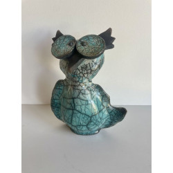 Turquoise Owl Raku Ceramic