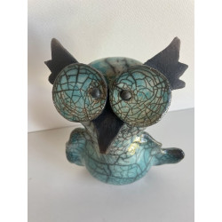 Turquoise Owl Raku Ceramic