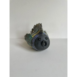 Poisson "Rigolo" en céramique raku coloré. Une jolie pièce décorative
