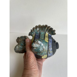 Poisson "Rigolo" en céramique raku coloré. Une jolie pièce décorative