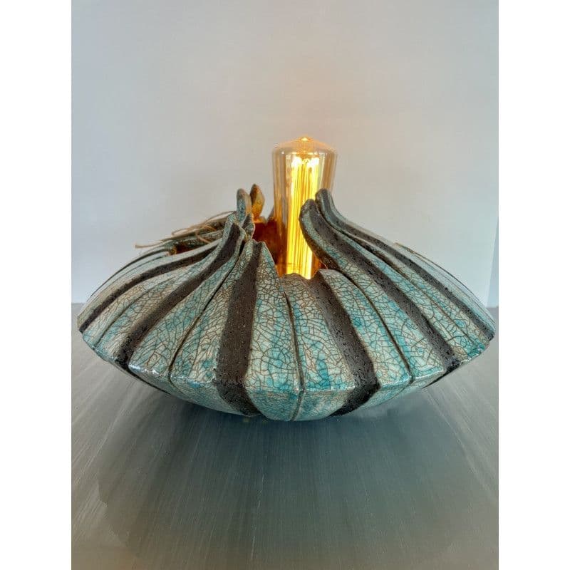 Lampe "Lunaire" Céramique Raku Bleu/Vert