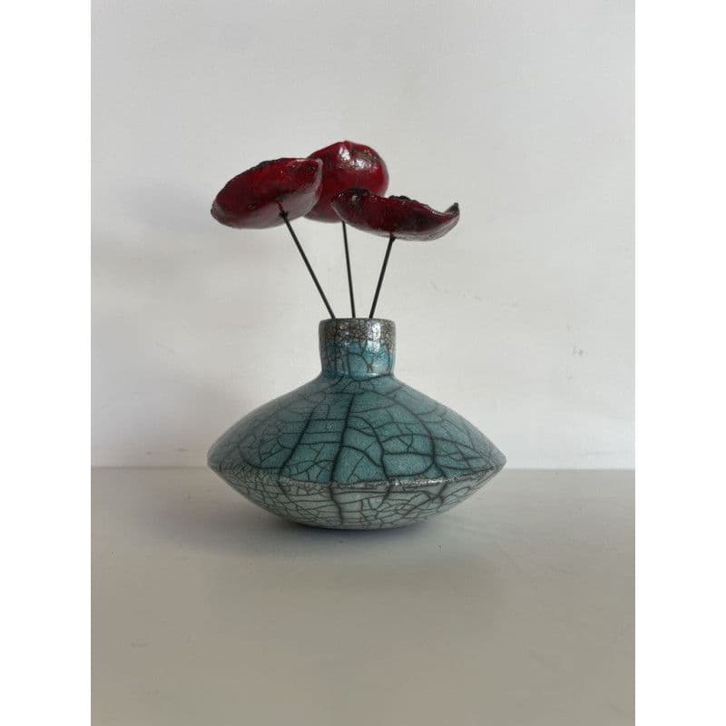 Vase "Zen" Céramique Raku Bleu/Turquoise — 5