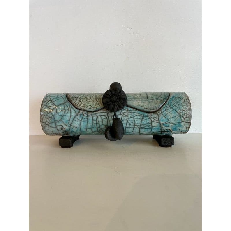 Boîte "Lagon" bleu/vert Céramique Raku