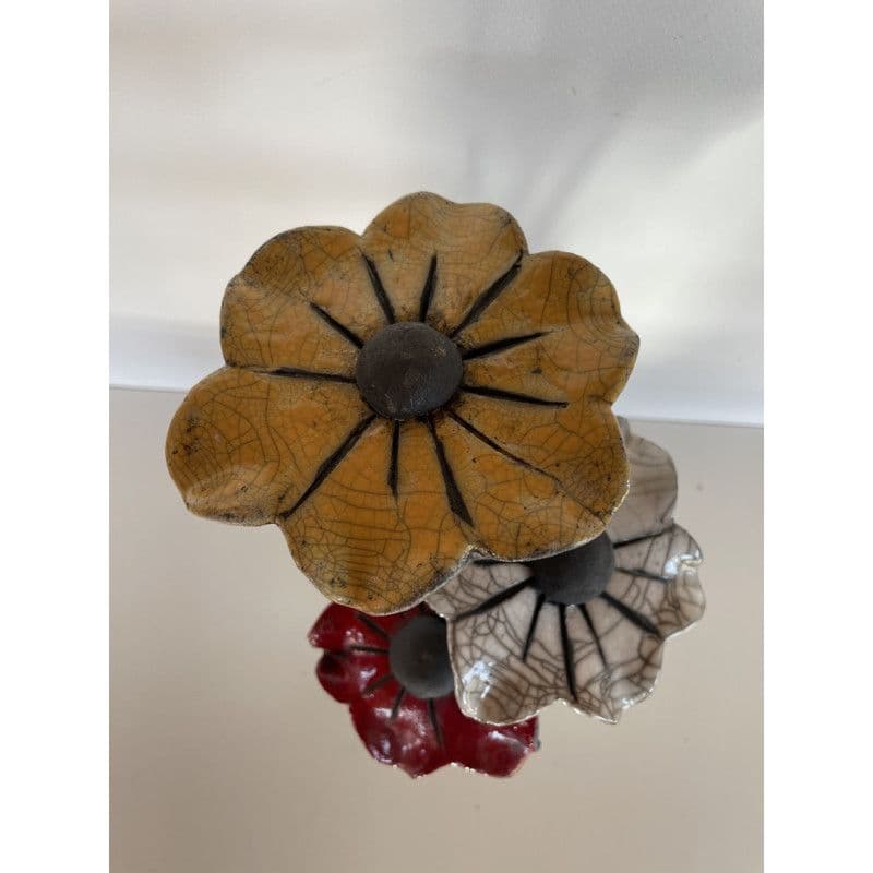 Vase Céramique Raku et ses 3 fleurs