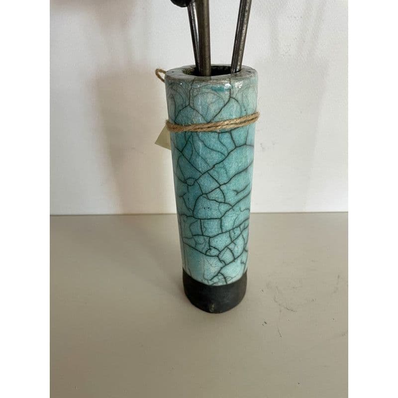 Ceramic Raku vase with 3 flowers — 6