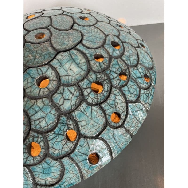 Lampe "Astre" Céramique Raku Bleu — 5