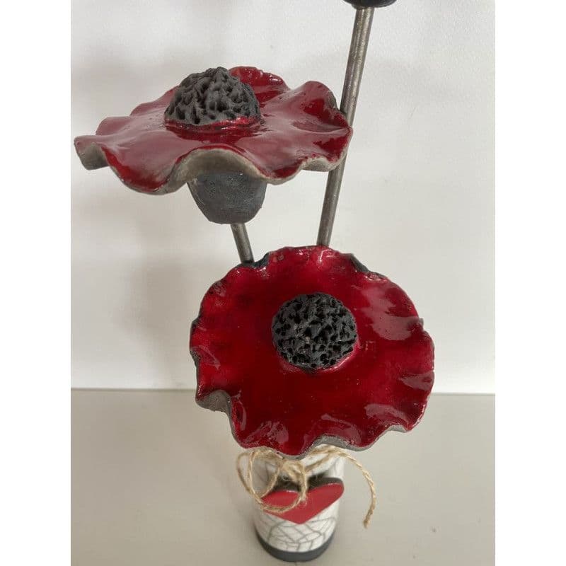 Soliflore et ses Coquelicots Céramique Raku — 6