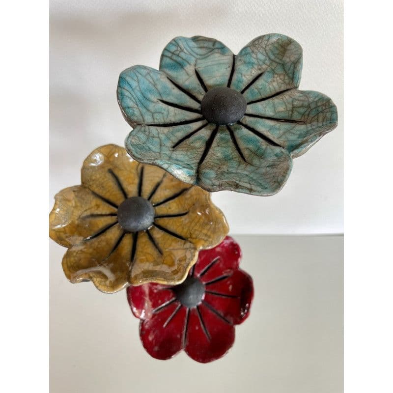 Vase Céramique Raku et ses 3 fleurs
