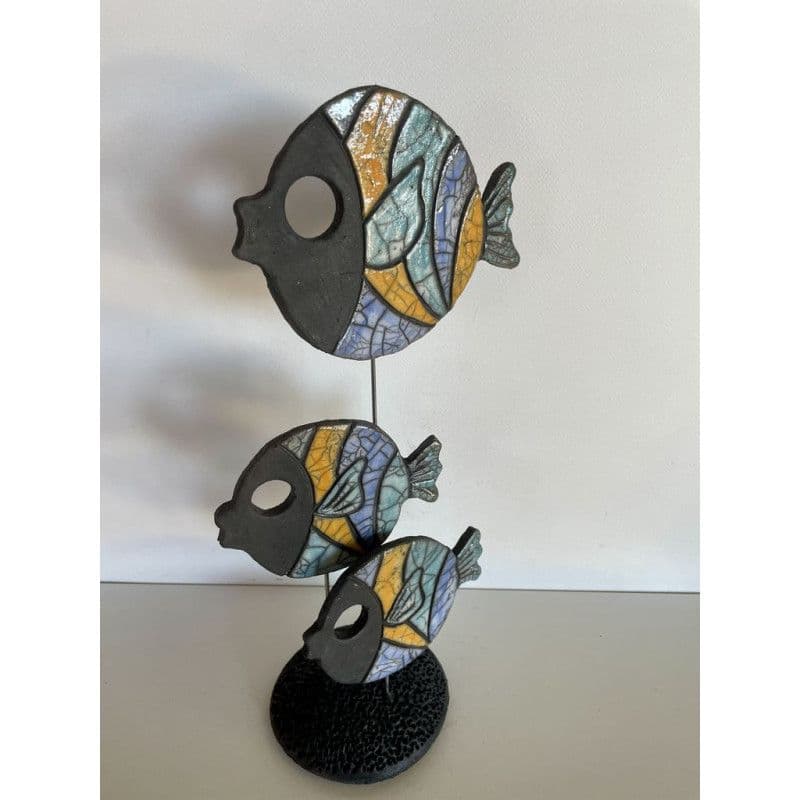 Banc de Poissons "Rigolos"Colorés Céramique Raku — 8