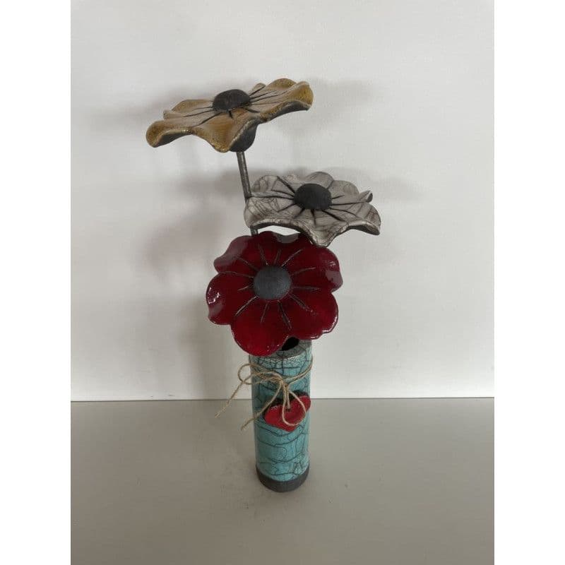 Vase Céramique Raku et ses 3 fleurs — 2