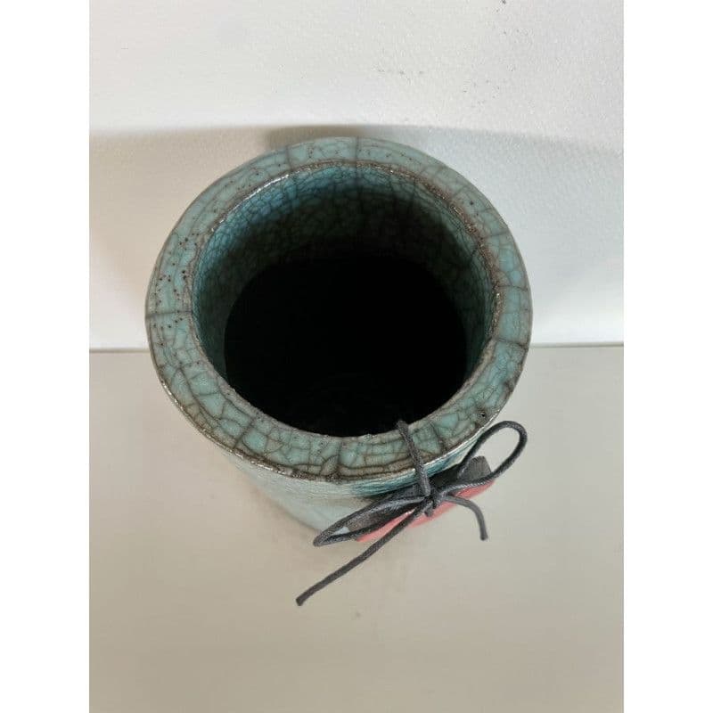 Vase Céramique Raku avec Son Petit Coeur Rouge — 7